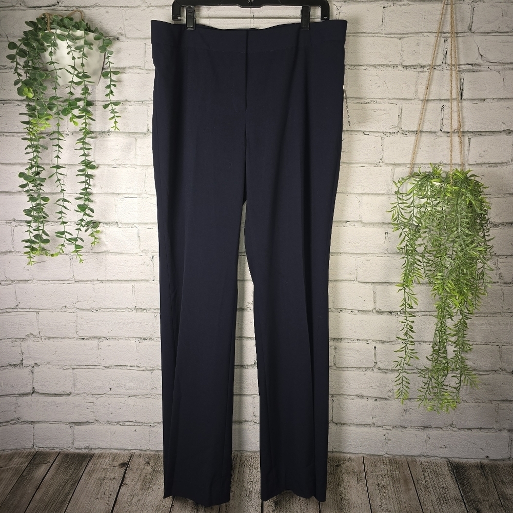 Nine West Straight Leg Navy Pants Trousers Stretch NWT Womens Size 14